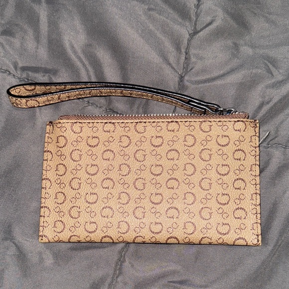 GUESS Brown Logo Wristlet - Picture 2 of 3